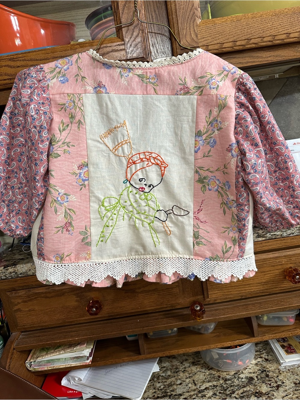 Vintage Pink Floral Patchwork Embroidered Crop Top
